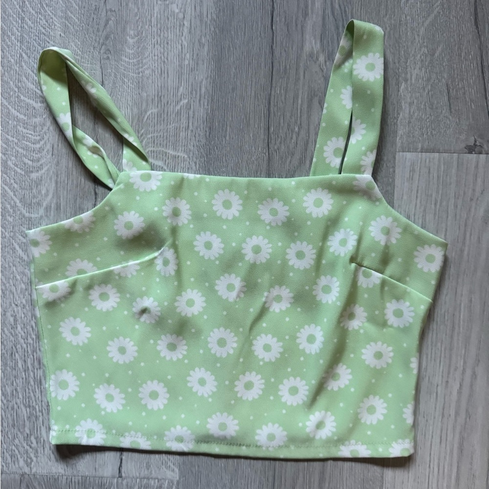 Altar'd State Light Green Floral Tank Top